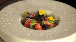 Gamberro rossa & Attlius caviar, yuzu condiment extra virgin olive oil